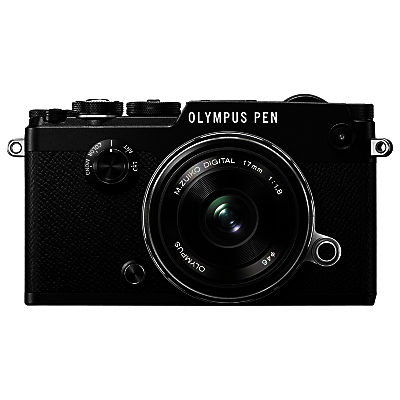 Olympus Pen F Compact System Camera With M.ZUIKO 17mm Prime Lens, HD 1080p, 20.3MP, Wi-Fi, Front Creative Dial, 5-Axis IS, 3 Vari-Angle Touch Monitor, Silver Black